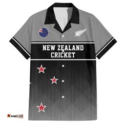 Custom New Zealand Cricket Hawaiian Shirt Black Cap Unbeatable LT05