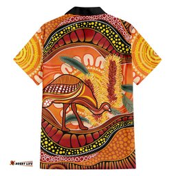 Indigenous Emu Australia Hawaiian Shirt Australian Bottlebrushes Aboriginal Art Proud LT14