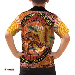 Indigenous Emu Australia Hawaiian Shirt Australian Bottlebrushes Aboriginal Art Proud LT14