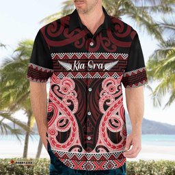 Kia Ora New Zealand Hawaiian Shirt Maori Language Week Whero Taniko Motif LT14