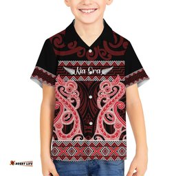 Kia Ora New Zealand Hawaiian Shirt Maori Language Week Whero Taniko Motif LT14