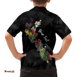 Kia Ora New Zealand Floral Personalized Hawaiian Shirt Black LT7