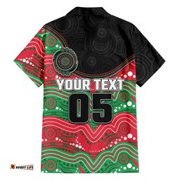 Custom Rabbitohs Hawaiian Shirt Rabbit Mascot With Aboriginal Indigenous DT05