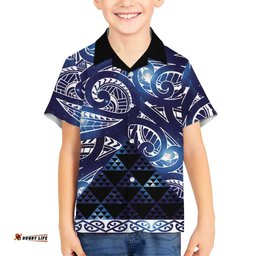 Matariki New Zealand Hawaiian Shirt NZ Niho Taniwha Maori New Year Blue Galaxy LT14