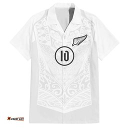 Custom New Zealand Football Hawaiian Shirt The Whites-Sporty T90 Style LT03