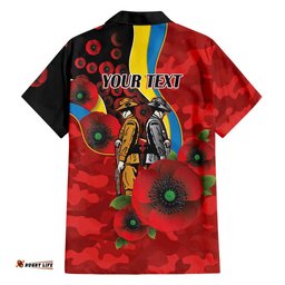 Gold Suns ANZAC Personalised Hawaiian Shirt Lest We Forget Poppy Camo LT9