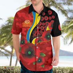 Gold Suns ANZAC Personalised Hawaiian Shirt Lest We Forget Poppy Camo LT9