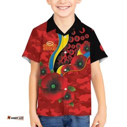 Gold Suns ANZAC Personalised Hawaiian Shirt Lest We Forget Poppy Camo LT9