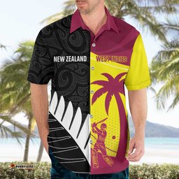 New Zealand and West Indies Cricket Custom Hawaiian Shirt Black Cap Windies Together LT14