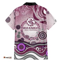 Manly Warringah Sea Eagles Rugby Hawaiian Shirt Australian Aboriginal Dot Painting Style TS04