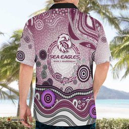 Manly Warringah Sea Eagles Rugby Hawaiian Shirt Australian Aboriginal Dot Painting Style TS04