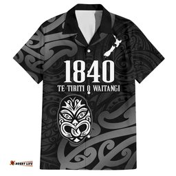 New Zealand 1840 Waitangi Day Hawaiian Shirt Aotearoa Haka Mask - Black Version LT14