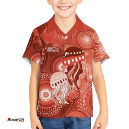 NAIDOC Deadly 50 Years Hawaiian Shirt Jellyfish Aboriginal Culture Inspired Red LT9
