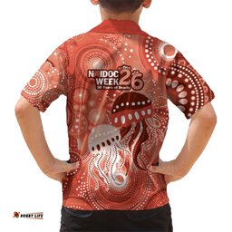 NAIDOC Deadly 50 Years Hawaiian Shirt Jellyfish Aboriginal Culture Inspired Red LT9