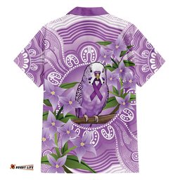 Epilepsy Awareness Budgerigar Australia Hawaiian Shirt Budgie Purple Ribbon Boronia Aboriginal LT14
