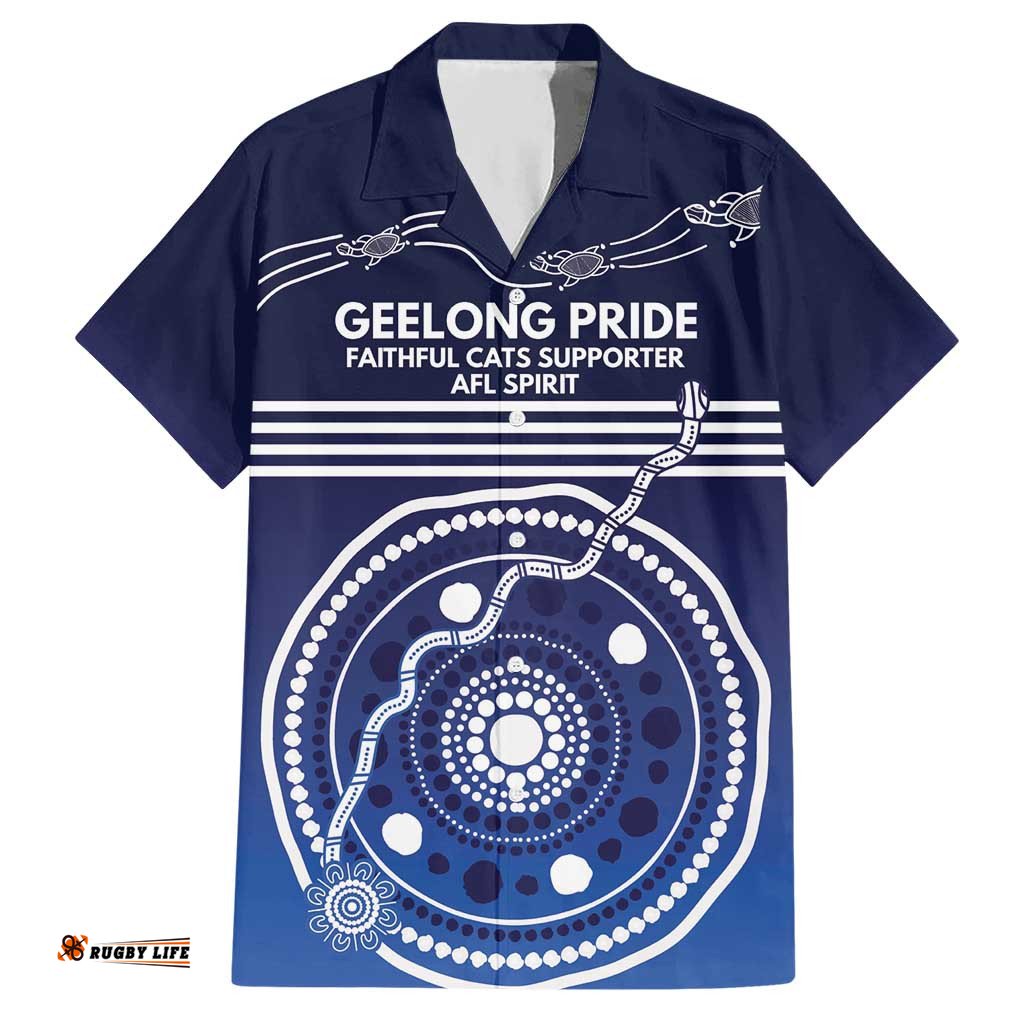 Custom Geelong Pride Hawaiian Shirt On the Road to Glory Indigenous Aboriginal LT9