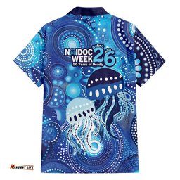 NAIDOC Deadly 50 Years Hawaiian Shirt Jellyfish Aboriginal Culture Inspired Blue LT9