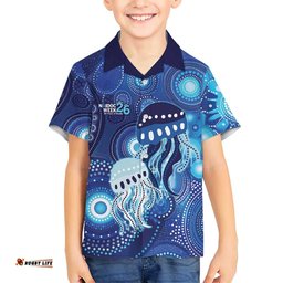 NAIDOC Deadly 50 Years Hawaiian Shirt Jellyfish Aboriginal Culture Inspired Blue LT9