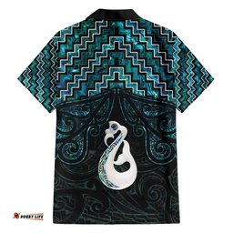 New Zealand Maori Hawaiian Shirt Poutama Manaia Turquoise Paua Shell LT05