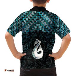 New Zealand Maori Hawaiian Shirt Poutama Manaia Turquoise Paua Shell LT05
