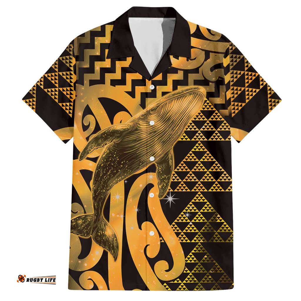 Humpback Whale Matariki New Zealand Hawaiian Shirt NZ Maori Paikea Poutama Luxury Gold LT14