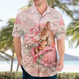 Personalised Breast Cancer Awareness Hawaiian Shirt Mother Kangaroo And Ribbon Hope DT05