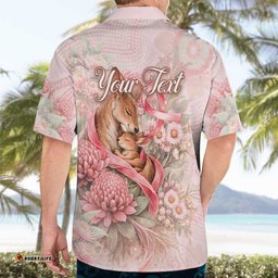 Personalised Breast Cancer Awareness Hawaiian Shirt Mother Kangaroo And Ribbon Hope DT05