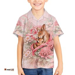 Personalised Breast Cancer Awareness Hawaiian Shirt Mother Kangaroo And Ribbon Hope DT05