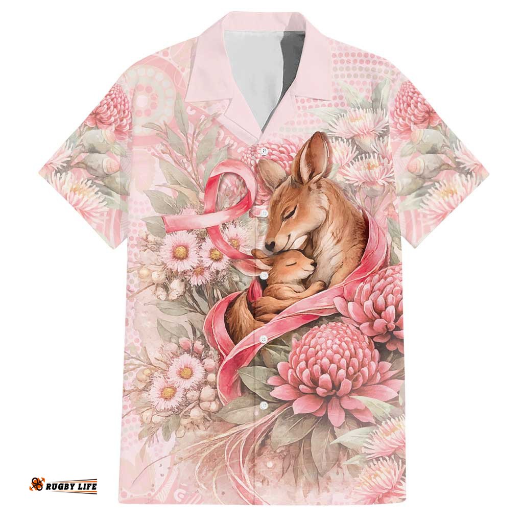 Personalised Breast Cancer Awareness Hawaiian Shirt Mother Kangaroo And Ribbon Hope DT05