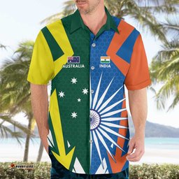 India vs Australia Custom Hawaiian Shirt Blue vs Gold Cricket Heritage LT9