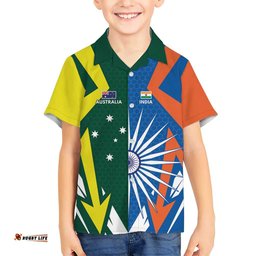 India vs Australia Custom Hawaiian Shirt Blue vs Gold Cricket Heritage LT9