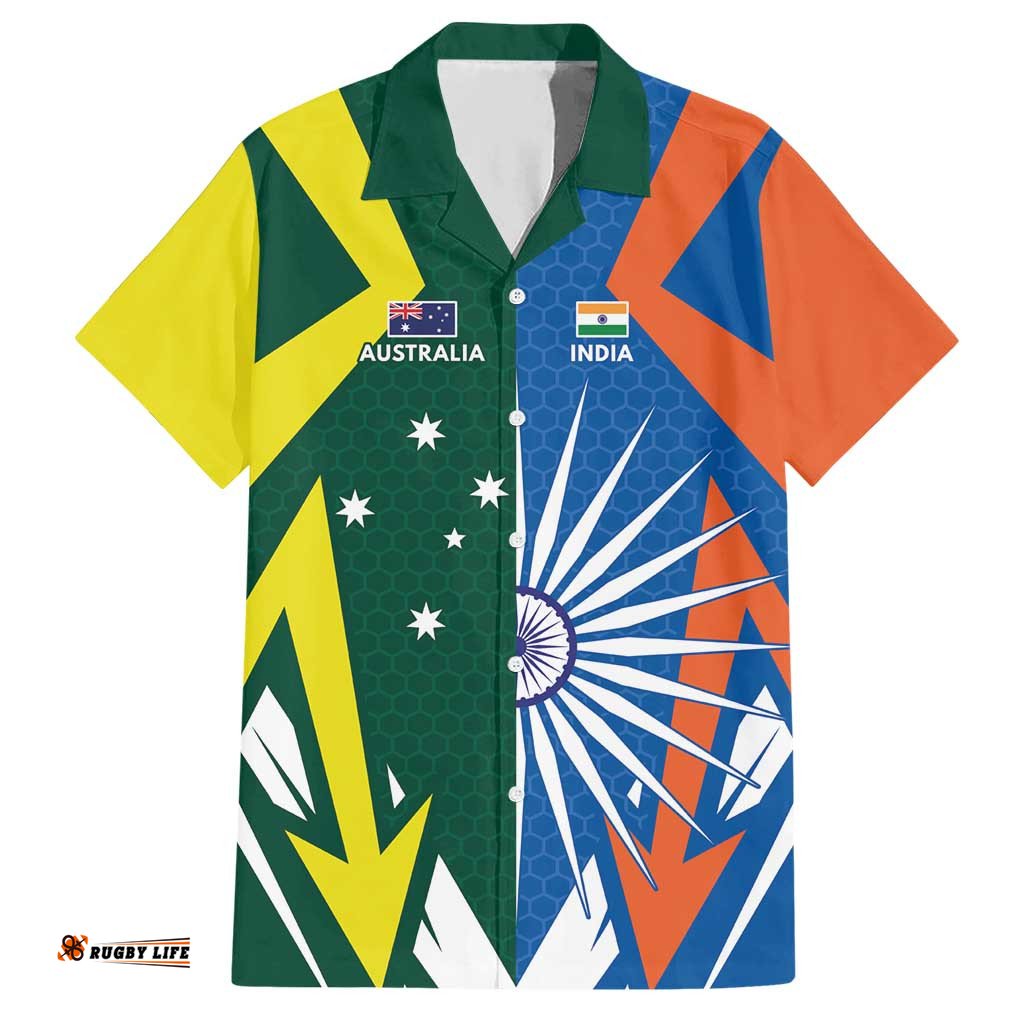 India vs Australia Custom Hawaiian Shirt Blue vs Gold Cricket Heritage LT9