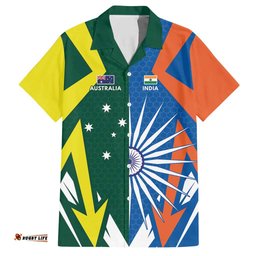 India vs Australia Custom Hawaiian Shirt Blue vs Gold Cricket Heritage LT9