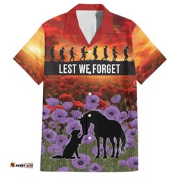 Personalised ANZAC Day Hawaiian Shirt Remembering the Animals of War LT19