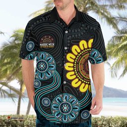 NAIDOC 50 Years of Deadly Hawaiian Shirt Sun Aboriginal Dot Art LT19