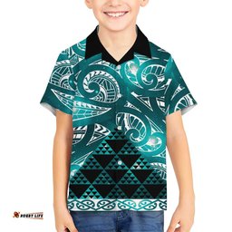 Matariki New Zealand Hawaiian Shirt NZ Niho Taniwha Maori New Year Cyan Galaxy LT14