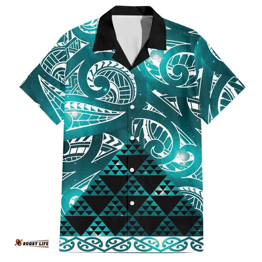 Matariki New Zealand Hawaiian Shirt NZ Niho Taniwha Maori New Year Cyan Galaxy LT14