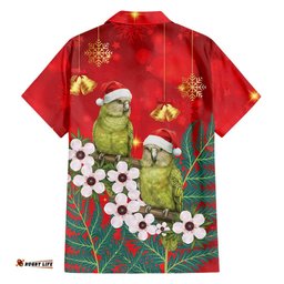 New Zealand Kakapo Christmas Hawaiian Shirt Owl Parrot Santa Sliver Fern Manuka - Red LT14