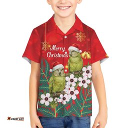 New Zealand Kakapo Christmas Hawaiian Shirt Owl Parrot Santa Sliver Fern Manuka - Red LT14