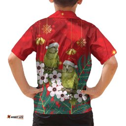 New Zealand Kakapo Christmas Hawaiian Shirt Owl Parrot Santa Sliver Fern Manuka - Red LT14