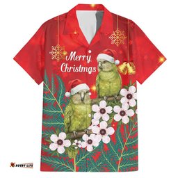 New Zealand Kakapo Christmas Hawaiian Shirt Owl Parrot Santa Sliver Fern Manuka - Red LT14