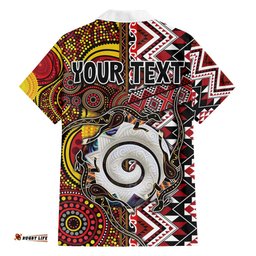 Personalised Aotearoa and Australia Together Hawaiian Shirt Koru and Kangaroo - Taniko with Aboriginal Motif LT03