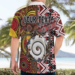 Personalised Aotearoa and Australia Together Hawaiian Shirt Koru and Kangaroo - Taniko with Aboriginal Motif LT03