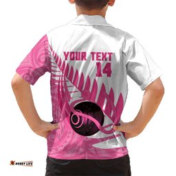New Zealand Lawn Bowls Breast Cancer Custom Hawaiian Shirt Aotearoa Maori Silver Fern Pink Ribbon LT14