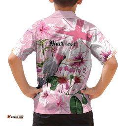 Personalised Australia Day Hawaiian Shirt Pink Parrot Bird Opal Art LT9