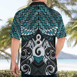 New Zealand Maori Hawaiian Shirt Poutama Pikorua Turquoise Paua Shell LT05