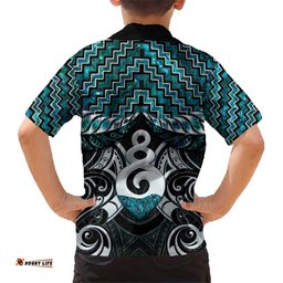 New Zealand Maori Hawaiian Shirt Poutama Pikorua Turquoise Paua Shell LT05