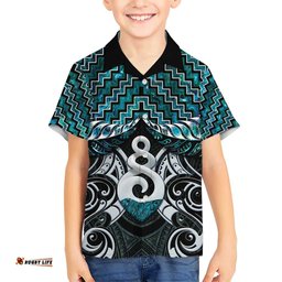New Zealand Maori Hawaiian Shirt Poutama Pikorua Turquoise Paua Shell LT05