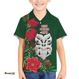Maori Wheku Meri Kirihimete Personalised Hawaiian Shirt All Green Indigenous Maori Motif LT9