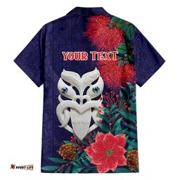 Maori Wheku Meri Kirihimete Personalised Hawaiian Shirt All Blue Indigenous Maori Motif LT9